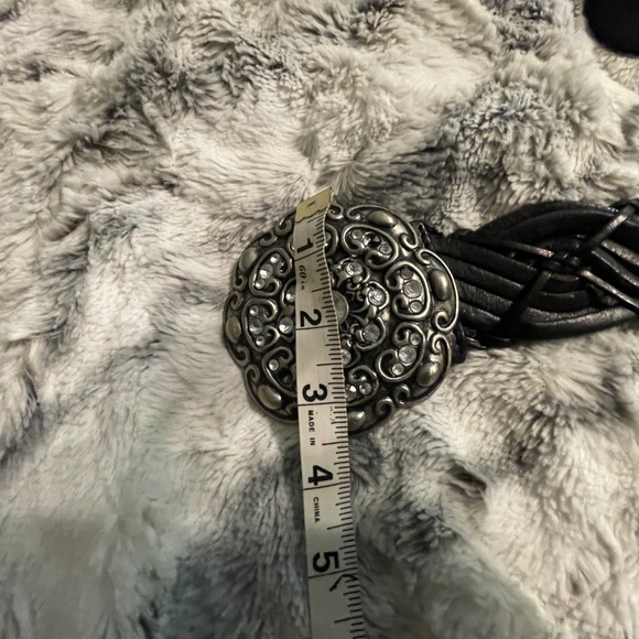 VINTAGE LEATHER WOMENS BELT, ,With STERLING  SILVER ORNATE BUCKLE - Picture 6 of 9